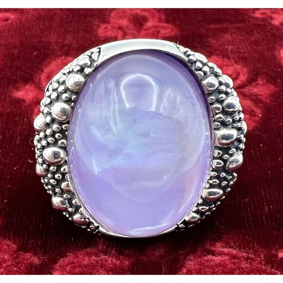 Michael Dawkins Sterling Starry Night Oval Doublet MOP & Amethyst Crystal Ring 8 - Picture 6 of 13